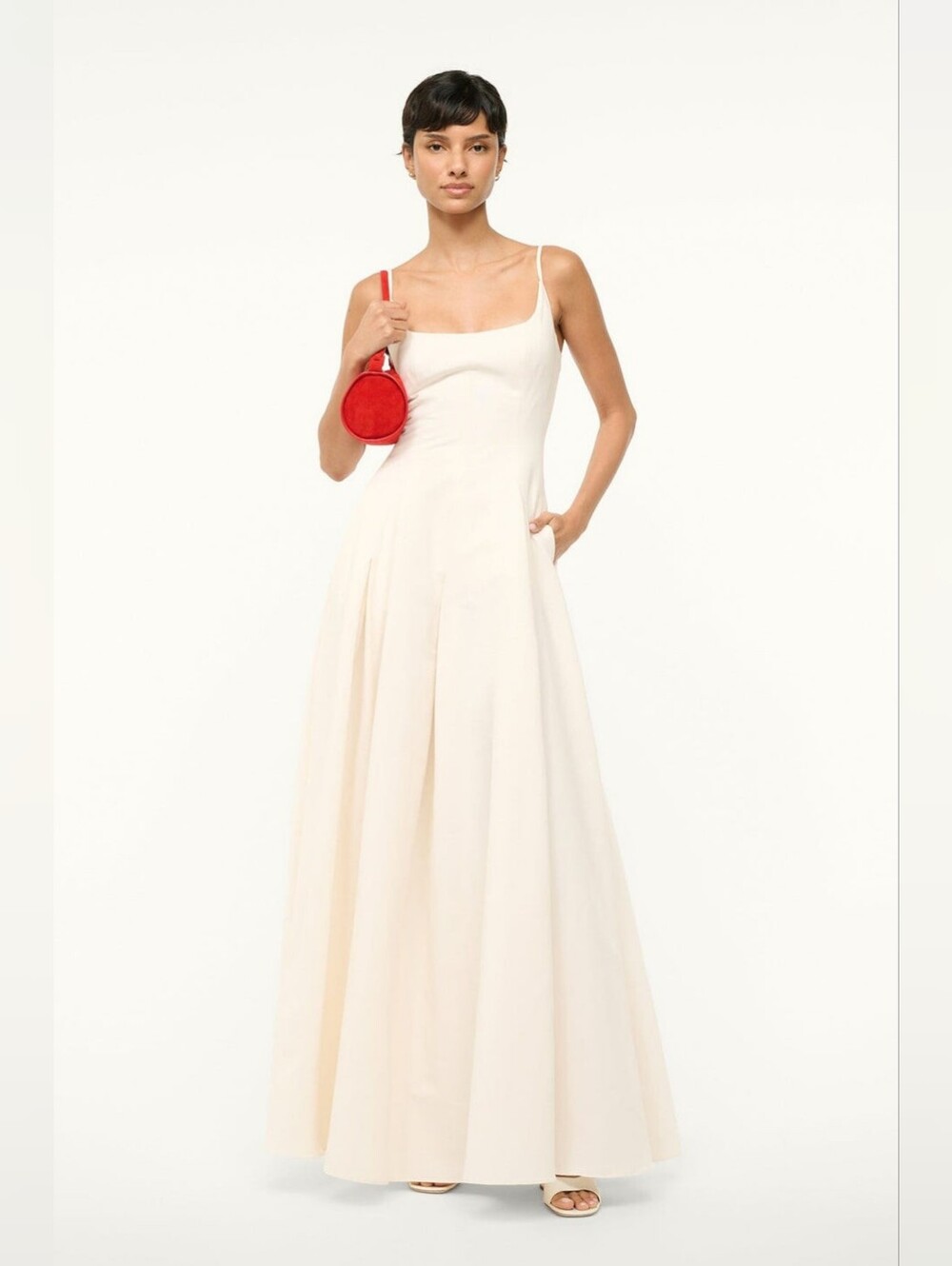 STAUD JOY MAXI DRESS IVORY Spaghetti-Strap Size 4 DS1